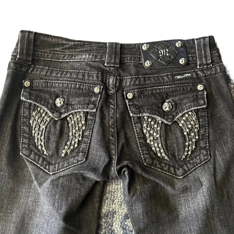 Y2k Vintage Embroidered Low Waist Jeans Blue Jeans Embroidered Diamonds Pocket Hip Hop Streetwear Harajuku Gothic Wide Pants