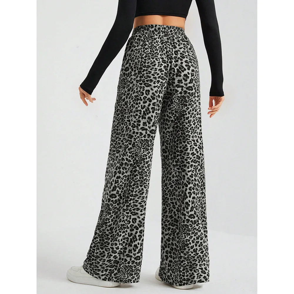 Realtree Trends Classic Y2k Leopard Print Casual Pants Loose Wide-leg Versatile Long Pants Oversized Joggers Pants