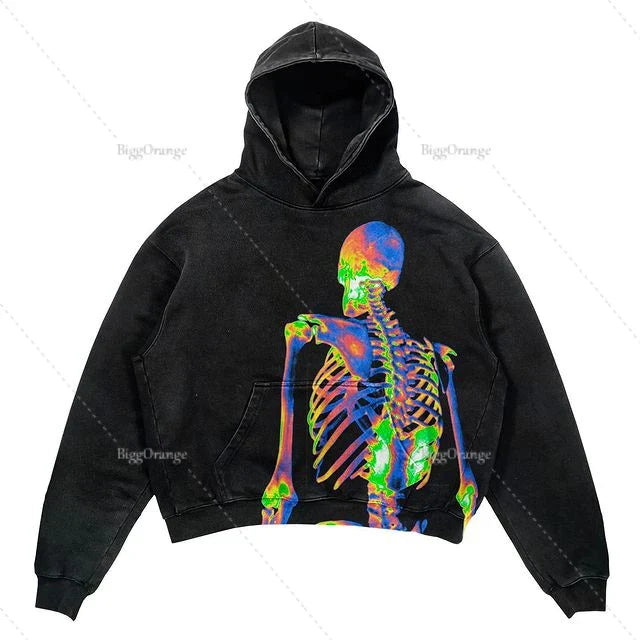 Punk Wind Ninja Printed Long-sleeved Hoodies Couples Hip-hop Street Y2k Street Loose Oversized Hoodies Harajuku Goth Top