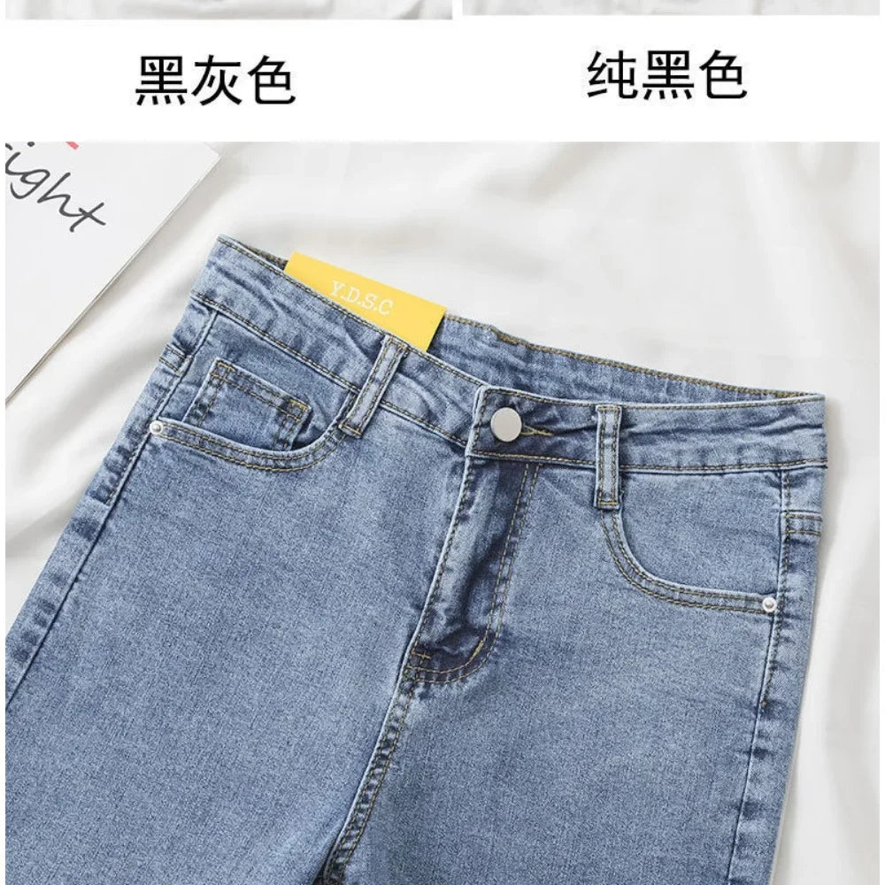 Black Grey Jeans Slimming Cropped Pants Chic Versatile Student Short Trousers Long Pants Slim Fit Sihouette Smoothing