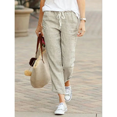 Cotton Pants Y2K Black Drawstring Elastic Waist Casual Pants Loose Elegant Ladies Bottom