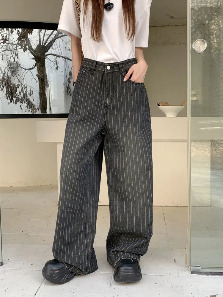 Ropa Y2K Vintage Striped Wide Leg Baggy Jeans Pants