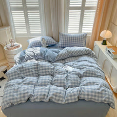 Lattice Duvet Cover Set with Sheet Pillowcases No Filling Warm Bed Linen Twin Full Queen Size Grid Home Bedding Set