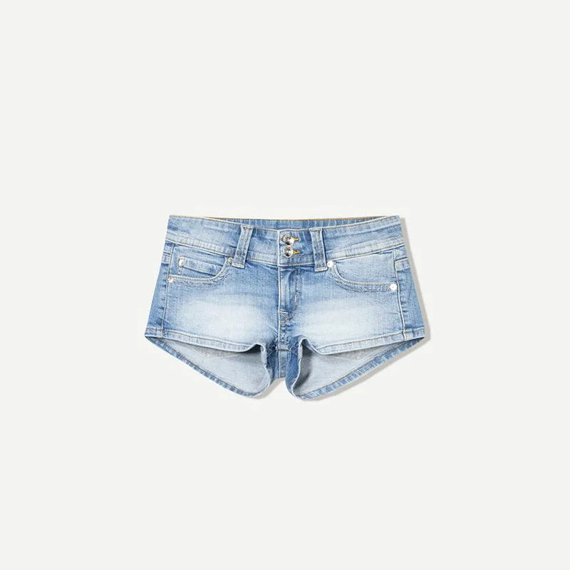 Y2k Zipper Denim Mini Shorts