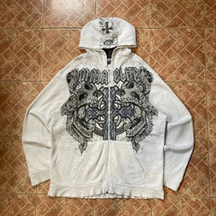 Vintage Oversized Skull Graphic Zipper Hoodie Y2K Harajuku Hip Hop Gothic Couple Casual Joker Sweatshirt Coats