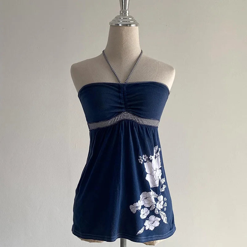 Y2k Tank Top Flower Harajuku Graphic Print Rock Goth Unique Crop top Streetwear Punk Vintage Sleeveless Top Casual Hip Hop Vest