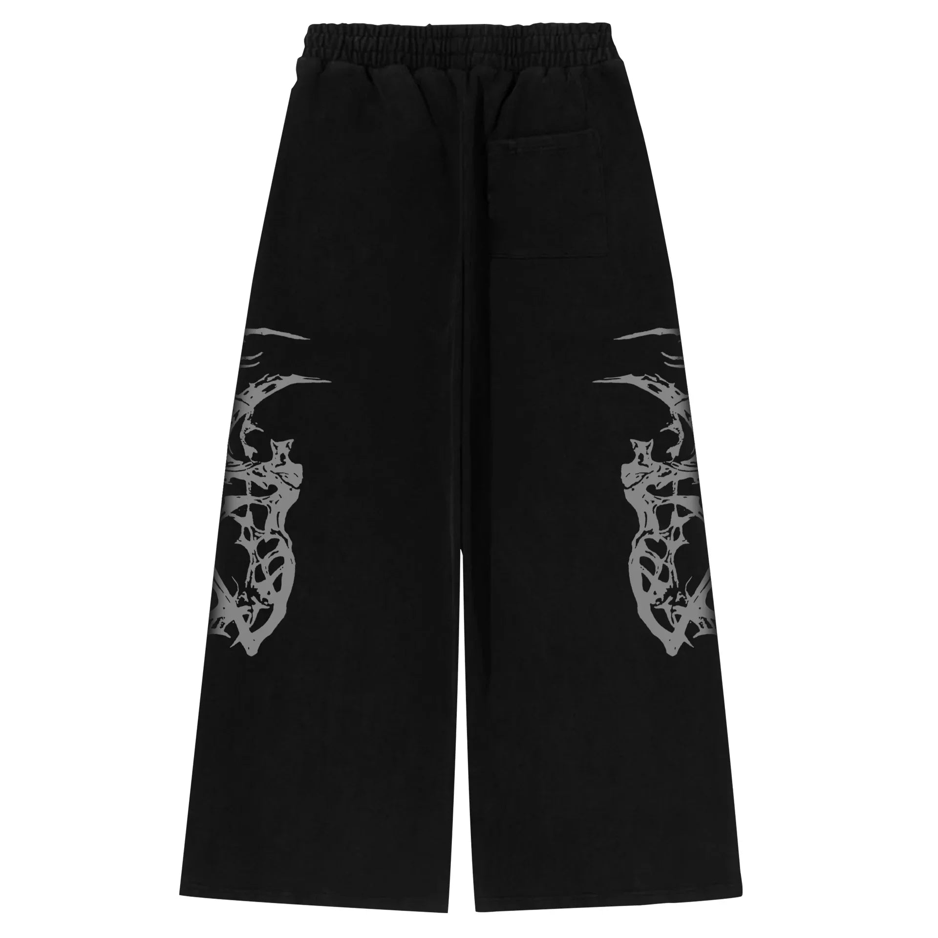 Anime Cloud Print Wide Leg Pants Streetwear Harajuku Loose Trousers with Wing Pattern Elastic Waist Casual Bottoms