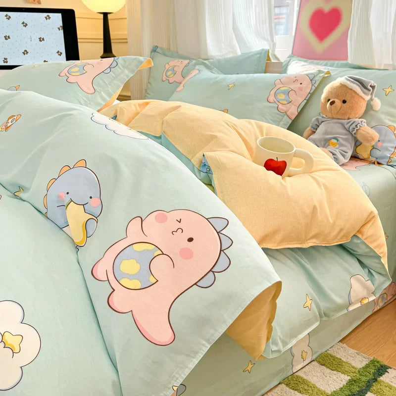 100% Cotton Printed Duvet Cover Single Piece Fresh Style Bedding Cover Soft Breathable Quilt Cover