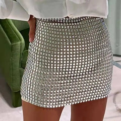 Sequin Mesh Party Dress Euro-American Slim Fit Bodycon Clubwear Evening Cocktail Elegant Skirt