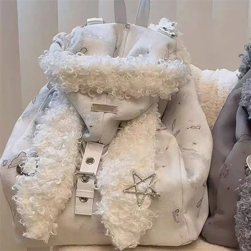 Cute Rabbit Ear Plush Backpack