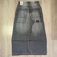 Streetwear Harajuku Solid Color Washed Baggy Jeans Y2K Retro Punk Casual Joker Gothic High Waist Wide Leg Pants