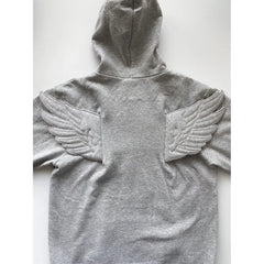 Grey Angel Wing Embroidered Hoodie Cute Kawaii Pullover Sweatshirt Wing Decoration Back Y2K Street Harajuku Loose Pullover