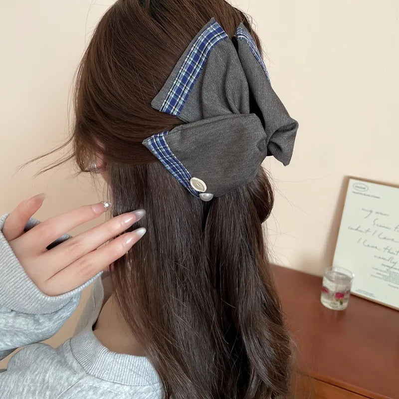 Korean Fabric Plaid Triangular Hair Claw Clips