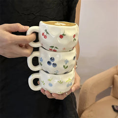Korean ins style, hand-painted handmade ceramic coffee cups