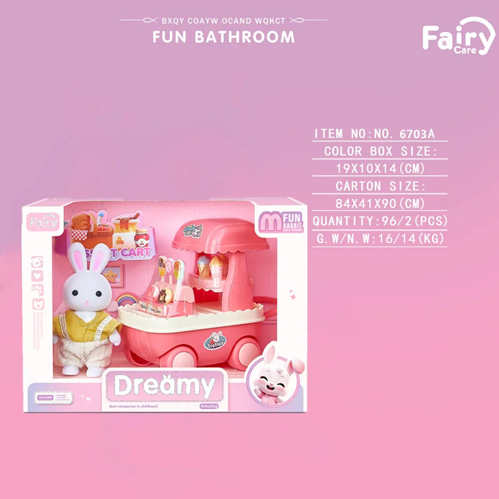 Little Rabbit Bedroom kitchen outdoor gamesLovely Scene Play Toys Simulation Modelling Children Birthday Easter Gift