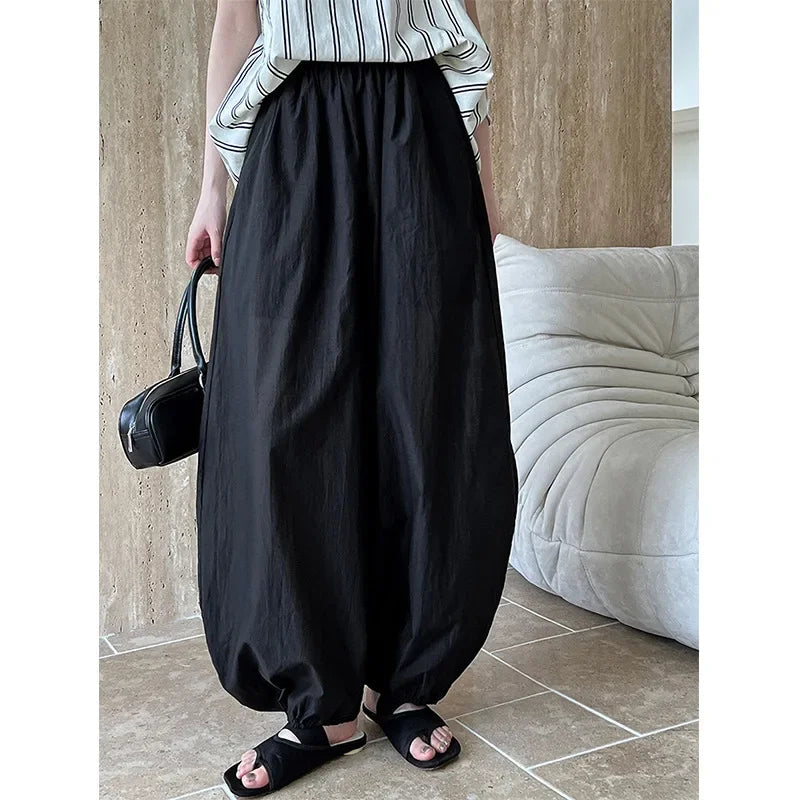 Oversized Bloomers Elegant Lantern Pants Casual Loose Breathable Cotton Wide Leg Pants