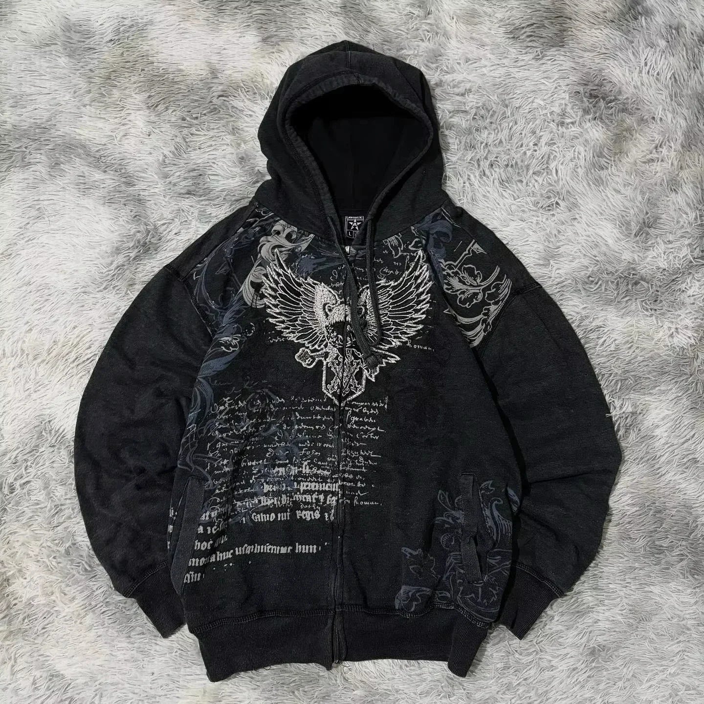 Korean Simple Blue Double-Sided Oversized Zipper Hoodie Y2K Harajuku Gothic Casual Joker Couple Street Wear