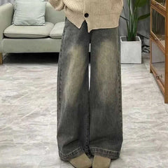 Jeans Straight High Waist Slim Fit Stretch Denim Trousers Casual Comfortable Pants