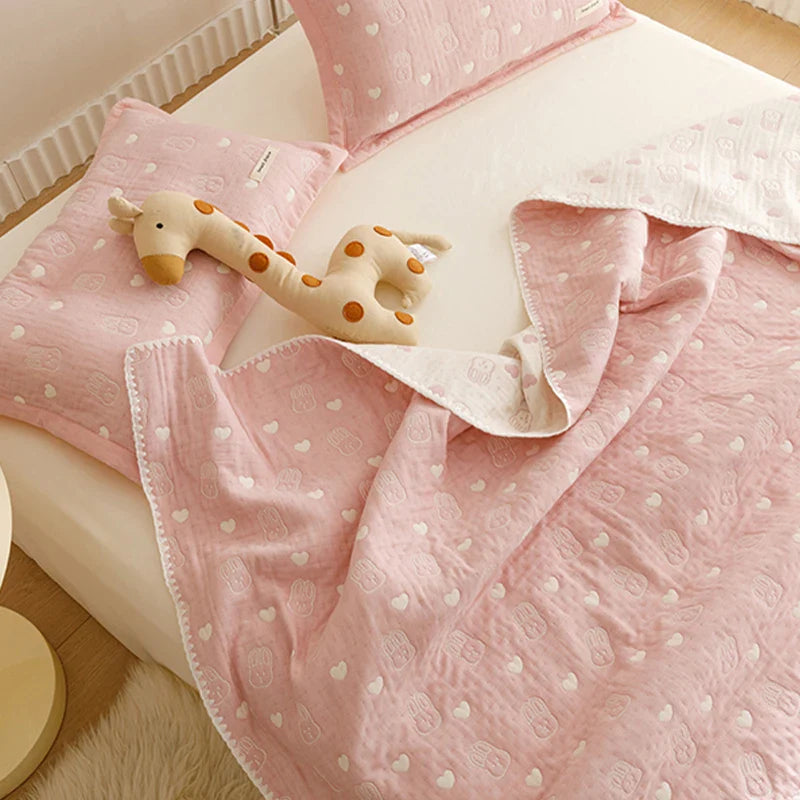 Pure Cotton Three-layer Yarn Fabric Children Blanket Soft Skin Friendly Quilt Air Conditioner Comforter Adult Kid