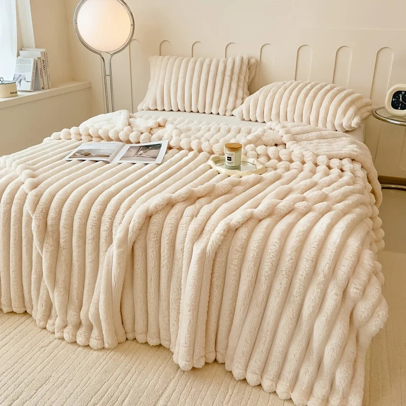 Flannel blanket, imitation rabbit fur blanket, soft