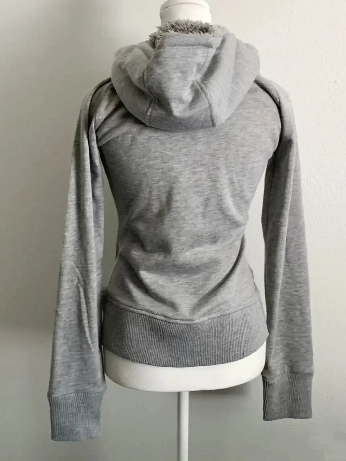 Y2k Grey Retro Wool Double Zipper Design Vintage Hooded Sweatshirt Cardigan Spring