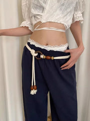 Bohemian Folk Style Braided Waist Rope Nvchan Ring Bead Design With Skirt Pants Decorative Belt