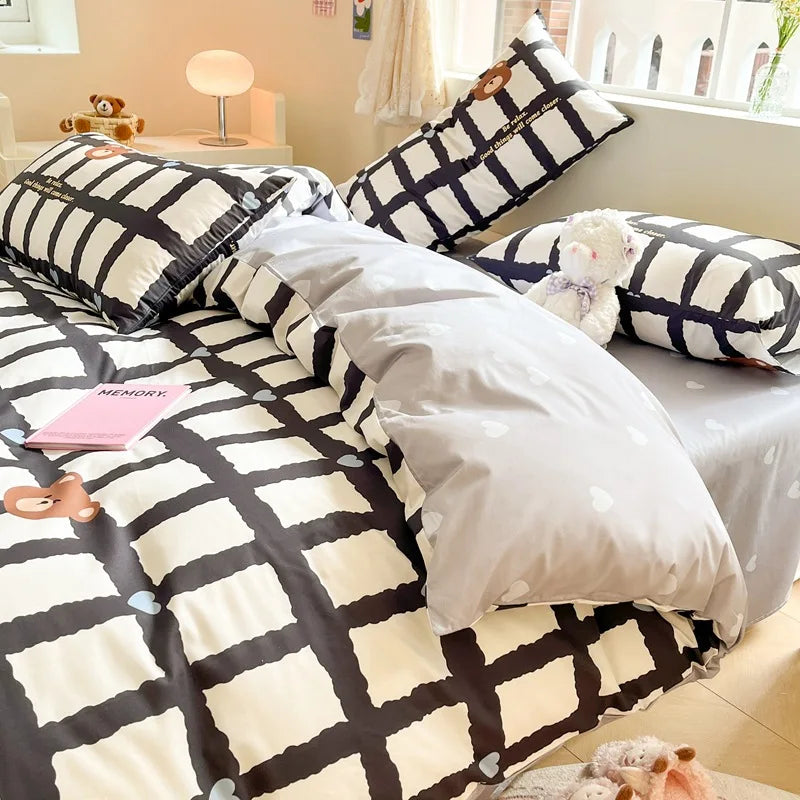 1Pcs 100% Cotton Printed Duvet Cover Cartoon Pattern Skin Friendly Breathable Comforter Cover Bedclothes