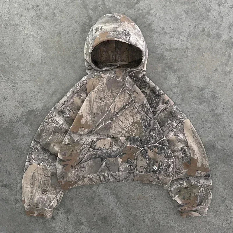 Streetwear Pink Camo Zipper Hoodie Y2k Harajuku Retro Gothic Two Piece Sets
