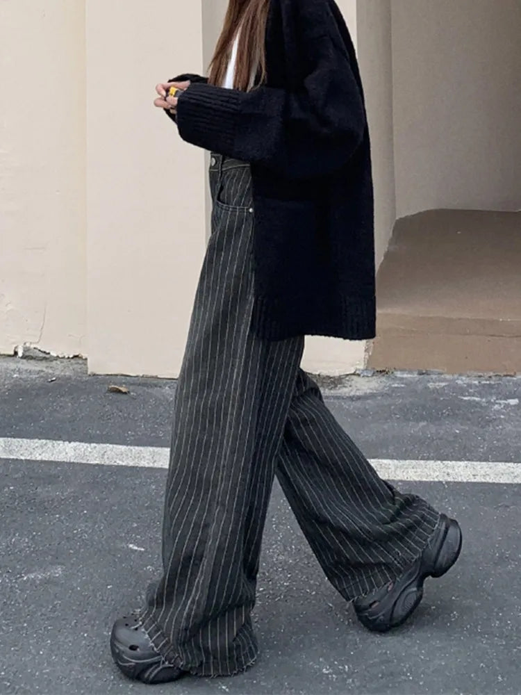 Ropa Y2K Vintage Striped Wide Leg Baggy Jeans Pants