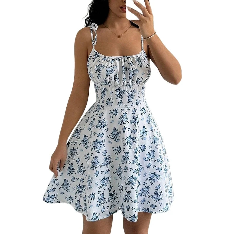Floral Spaghetti Strap Beach Short Dress,Dresses,Clothing,Clothes,Sundress,in Dress