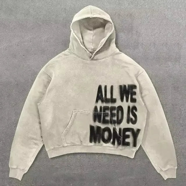 Y2k Zipper Hoodie Letter Pattern Gothic Punk Sportswear Brown Hoodie Sportswear Hoodie Long Sleeve Super Large Hoodie Jacket