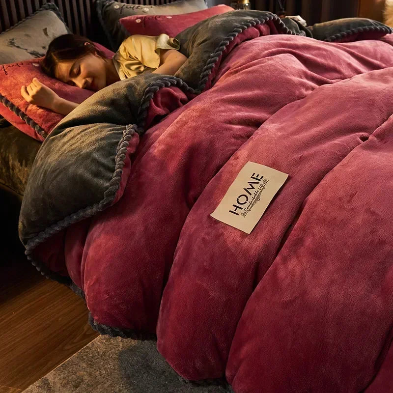 Plush Couple Bed Duvet Cover Bedspreads