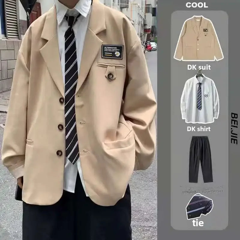 Western-style Suit Korean Trendy Punk Style Three-piece Set Jacket Dakka Uniform Casual Scene