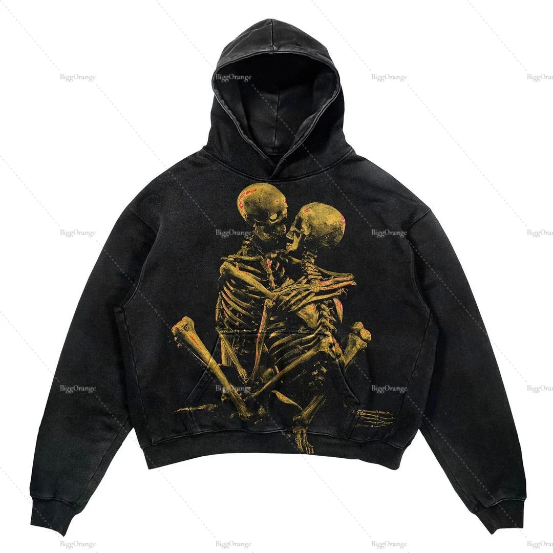 Punk Wind Ninja Printed Long-sleeved Hoodies Couples Hip-hop Street Y2k Street Loose Oversized Hoodies Harajuku Goth Top