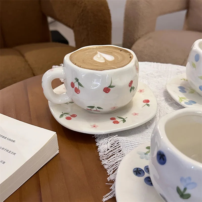 Korean ins style, hand-painted handmade ceramic coffee cups