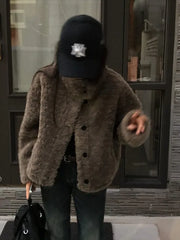 American Loose Short Lamb Wool Jacket High Street Lambswool Jacket Coat Jackets