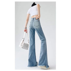 Ladies Jeans Flare High Waist Denim Trouser Leisure Slimming Vintage pants Y2k Flared Straight Leg Jeans On The Ground