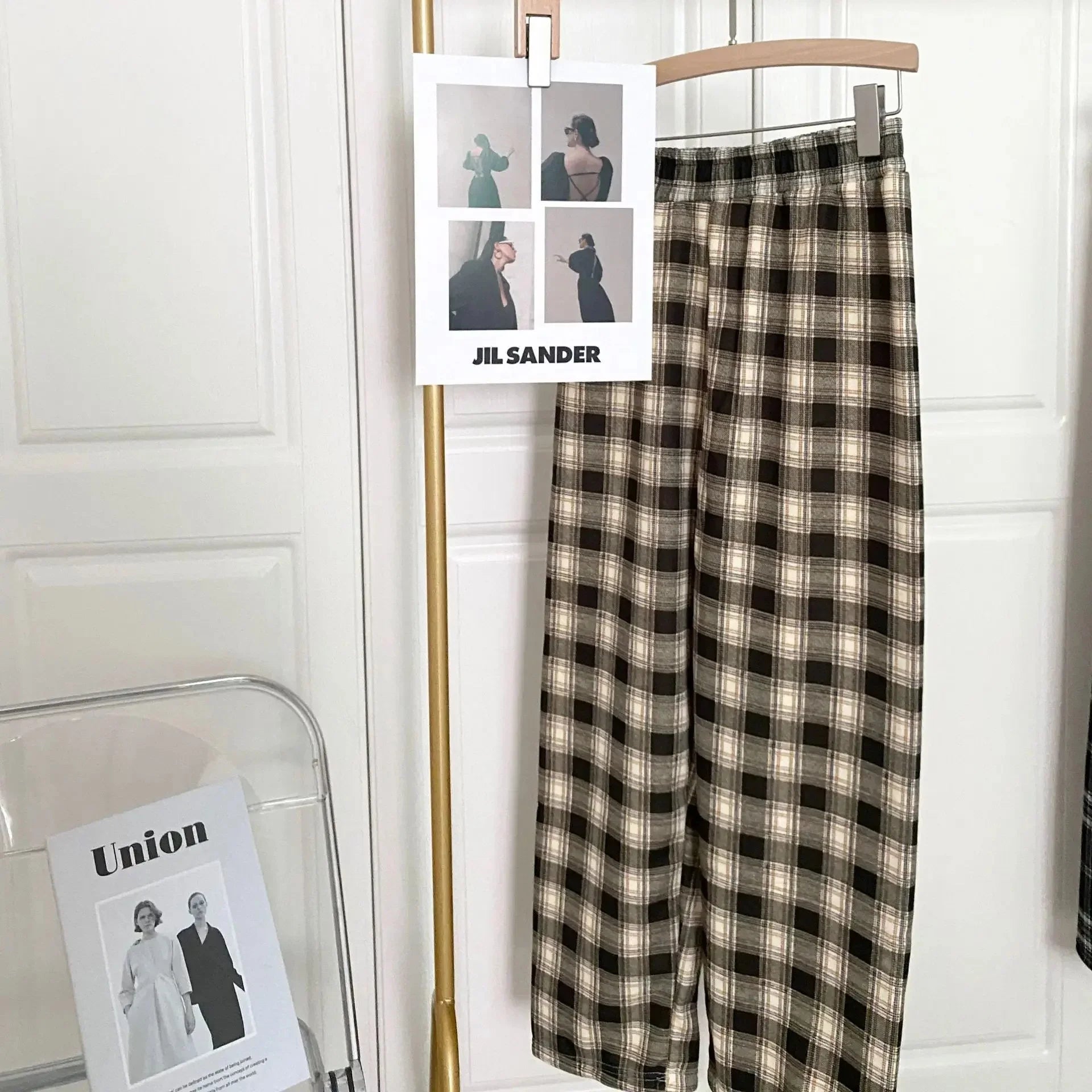 High Waist Fleece Lined Wide Leg Pants Comfortable Casual Korean Style Home Wear Slimming Trousers