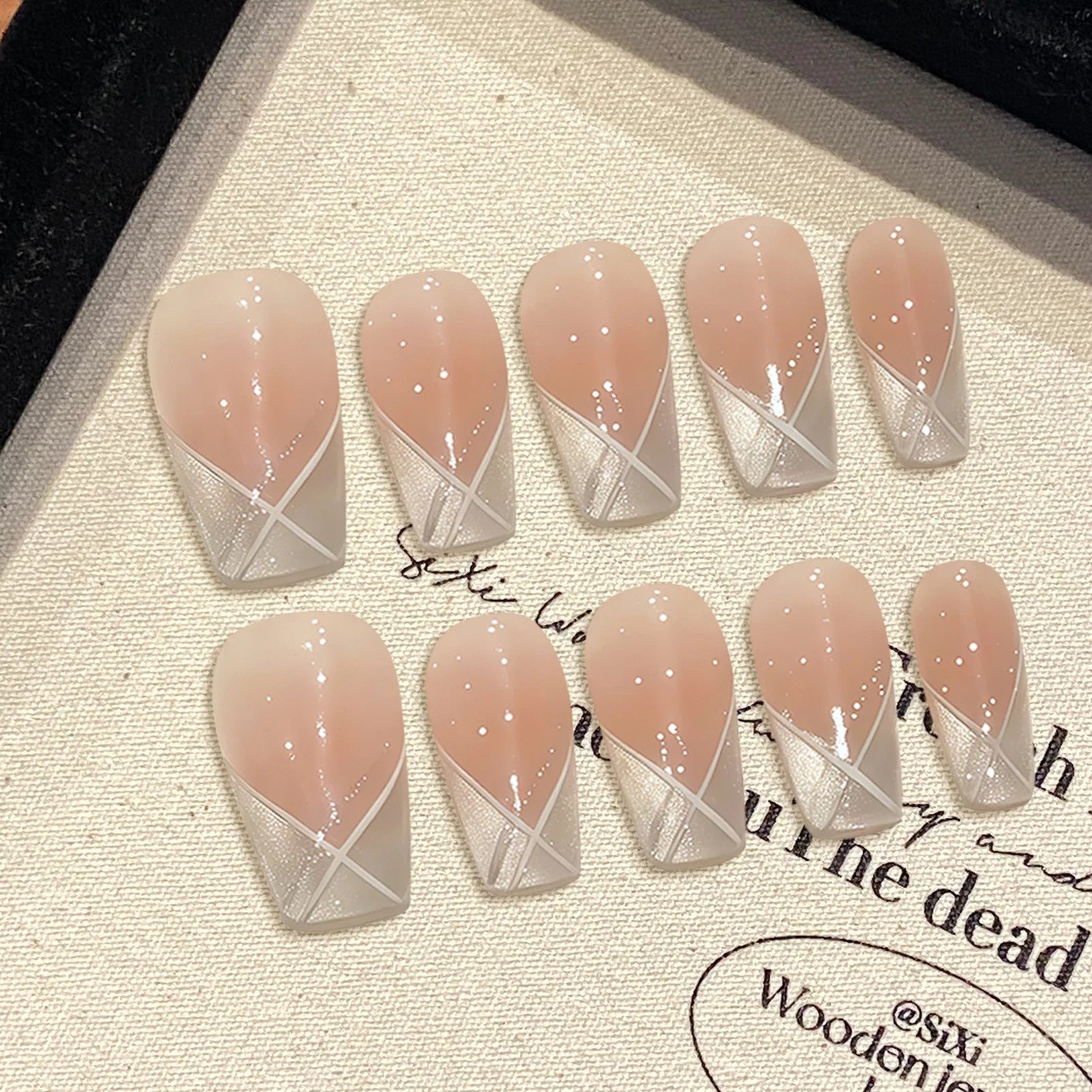 Handmade Press on Nails Sweet Bowknot Pearl Decor French Fake Nails