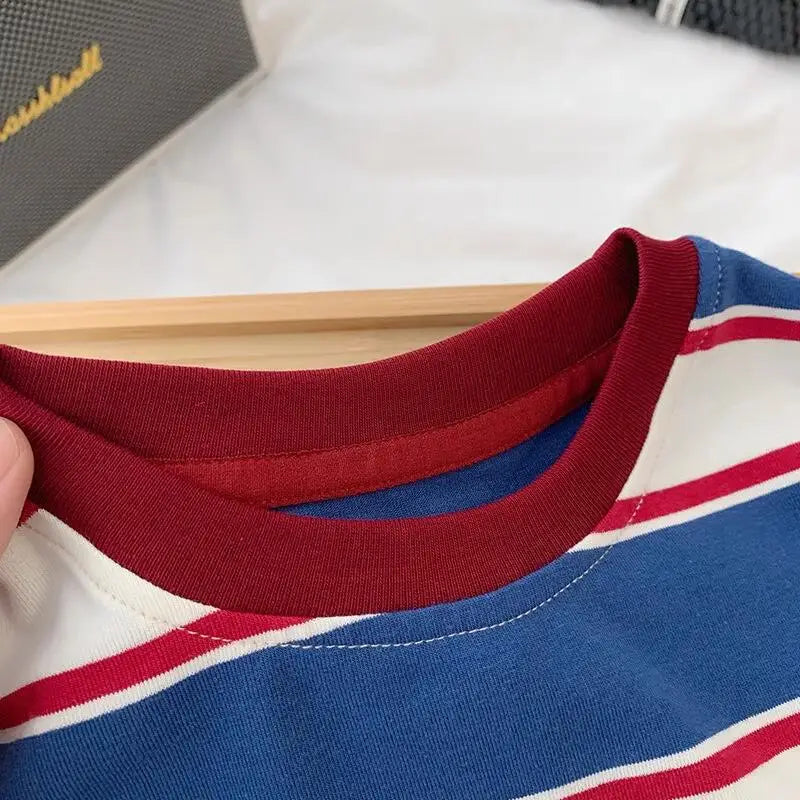 Stylish Boys' Striped Sweatshirt Comfortable Long Sleeve Top