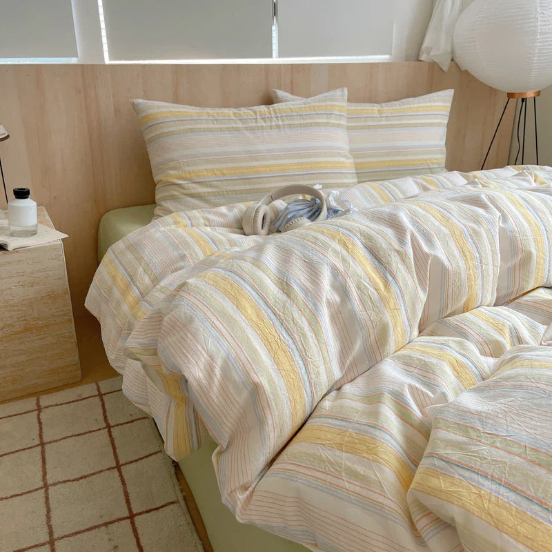 Nordic sling Cotton Pink Stripes Duvet Cover 150x200 Size Girl's Room housse de couette Skin friendly Breathable Comforter Sets