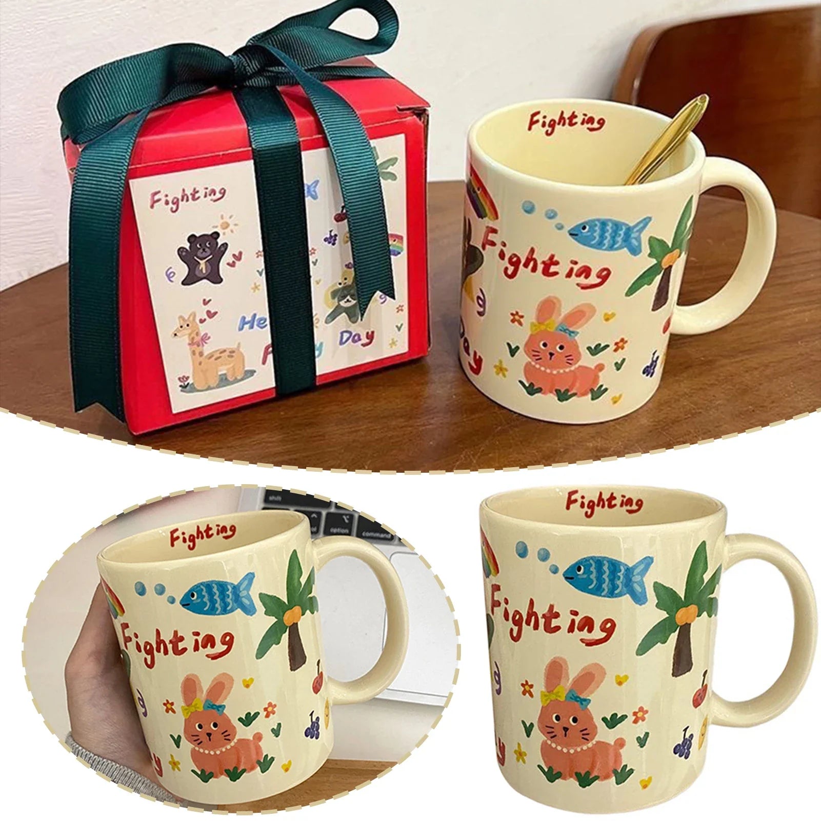 Ceramic Coffee Mug Funny Cute Cartoon Dog Mug with Handle Home Baking Dessert Breakfast Milk Mug Present