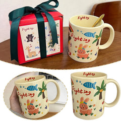 Ceramic Coffee Mug Funny Cute Cartoon Dog Mug with Handle Home Baking Dessert Breakfast Milk Mug Present