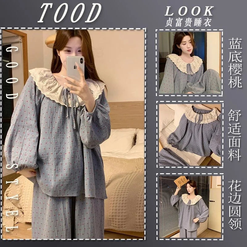 Sweet Print Pajamas Set Long Sleeve Top