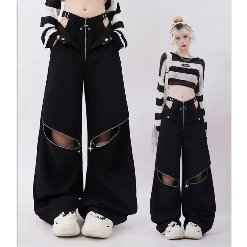 American Individualized Spicy Girl Hollow Out Workwear Pants