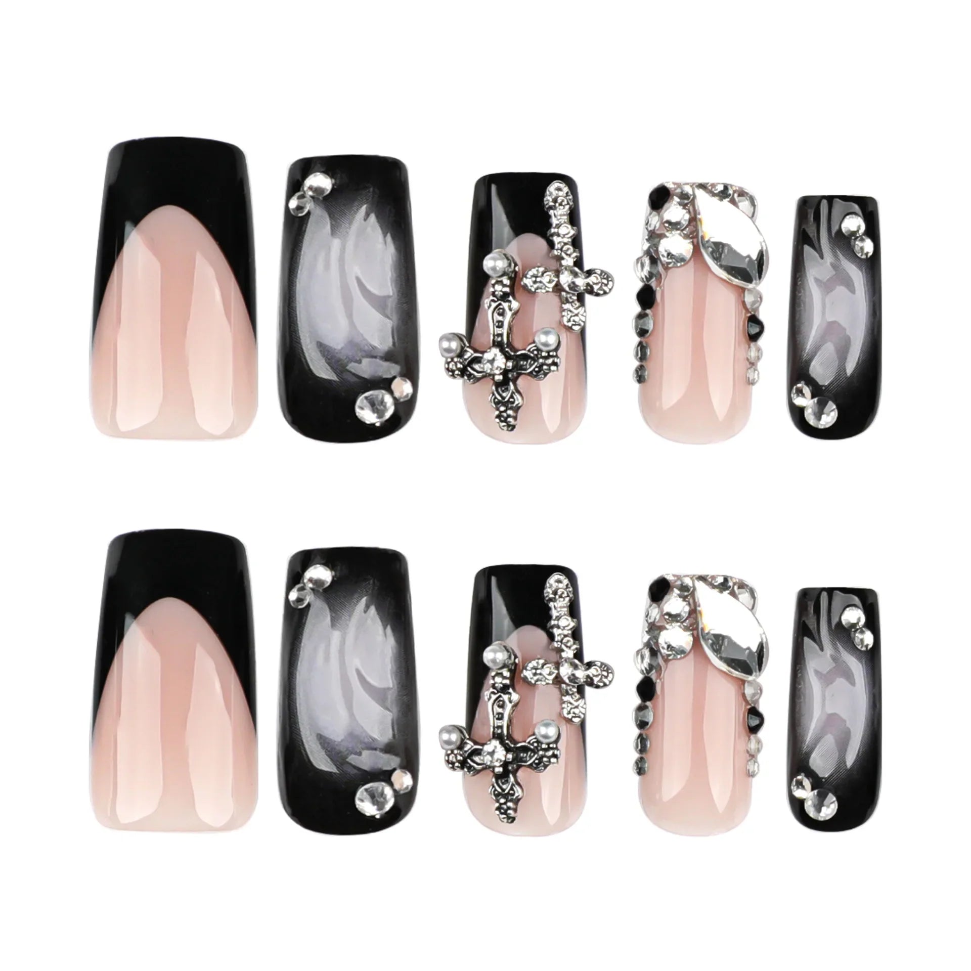 24pcs Glossy Black Fake Nails