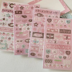 4pcs/set Korean Ins Cute Musical Note Strawberry Sticker Girls Journal Handbook DIY Scrapbooking Kawaii Decoration Sticker Gift