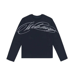 Y2K American Black Letter Pattern Printed Long-Sleeved Casual