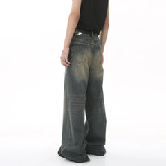 Baggy Straight Leg Wide Leg Jeans Male Vintage Wash Casual Denim Pants Youth Brand Streetwear Trousers