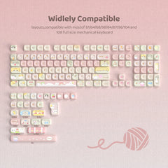 Pink Cat Dye Sublimation PBT Keycaps 136 Keys MOA Profile Keyboard Keycaps